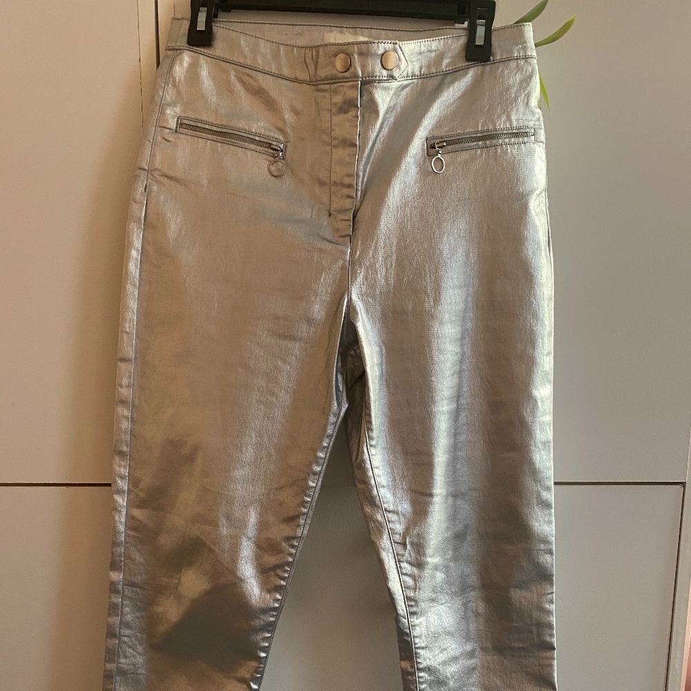 H&M Metallic Silver Shimmery Skinny Pants